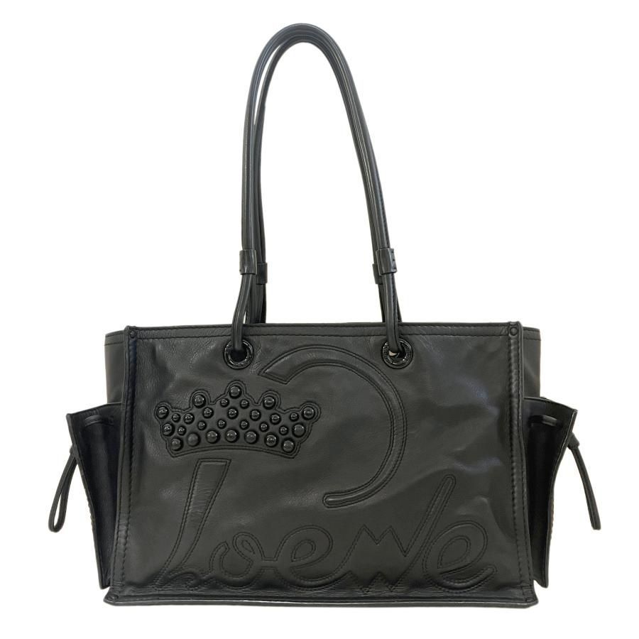 LOEWE ロエベ バッグ レザー トート ロゴ スタッズ ショルダー 黒 ブラック