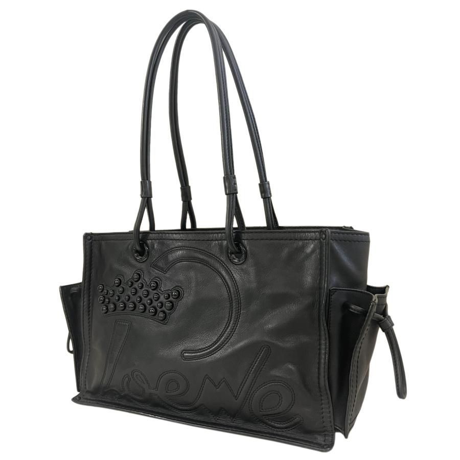 LOEWE ロエベ バッグ レザー トート ロゴ スタッズ ショルダー 黒 ブラック