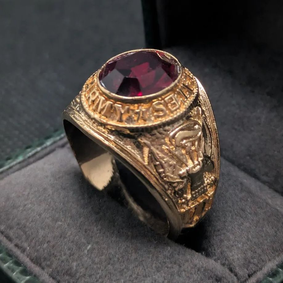 米国 金メッキ アーミーリング US Army 白頭鷲 米陸軍 紋章 クラシック