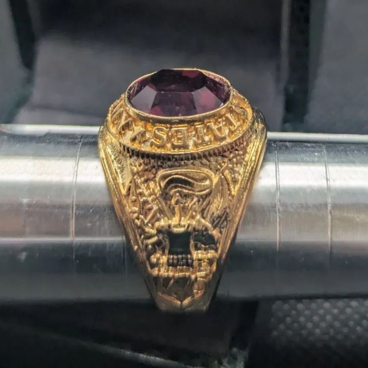 米国 金メッキ アーミーリング US Army 白頭鷲 米陸軍 紋章 クラシック