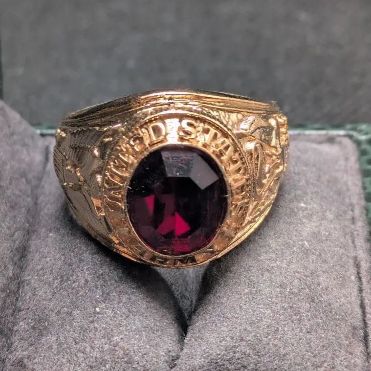 米国 金メッキ アーミーリング US Army 白頭鷲 米陸軍 紋章 クラシック