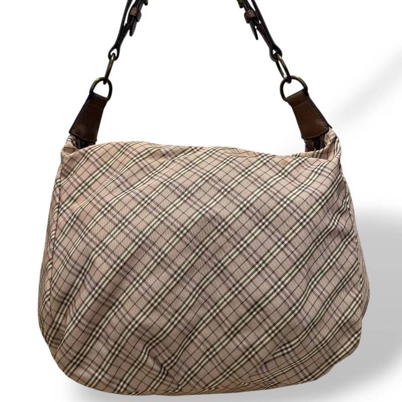 残りわずか バーバリー ブルーレーベル BURBERRY BLUELABEL ショルダーバッグ ２WAY 肩掛け 斜め掛け チェック キャンバス ピンク ベージュ 大容量 A4収納 ♯2032
