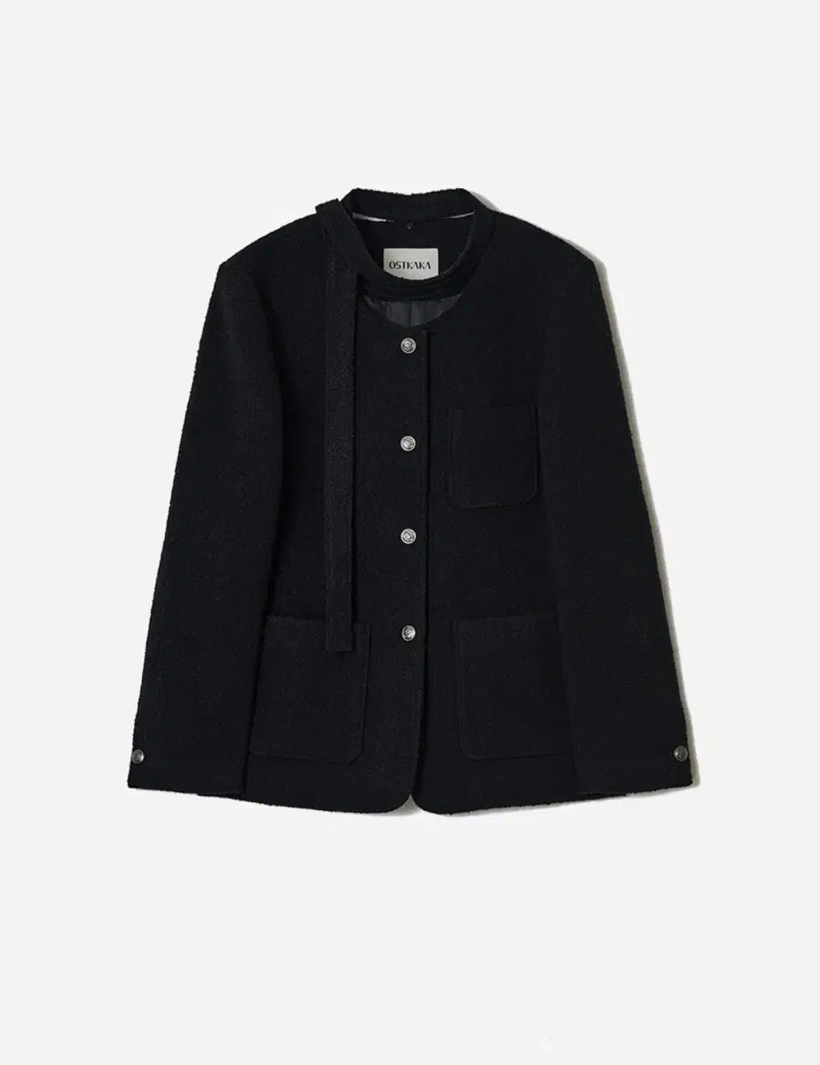 OSTKAKA オストカーカ ブークレ ツイード Single ロング ジャケット ブラック
