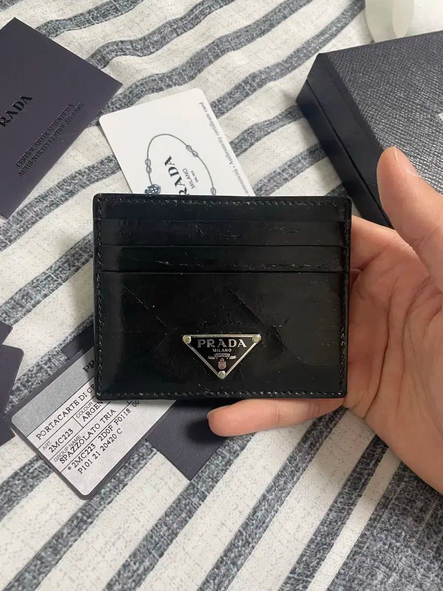 フルセット PRADA プラダ ブラッシュド 三角ロゴ カードウォレット