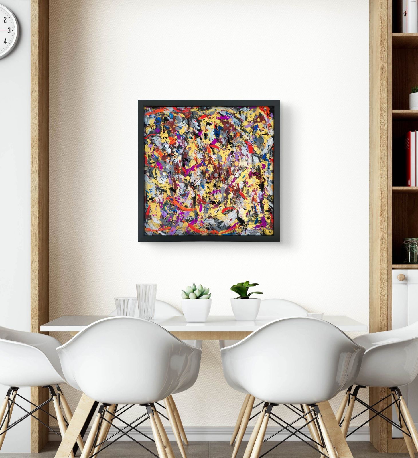 江戸夜市 将軍 抽象画 49 49㎝ キャンバス 額縁セット 原画のみ おしゃれ インテリア リビング デザイナー モダンアート 現代アート アートパネル