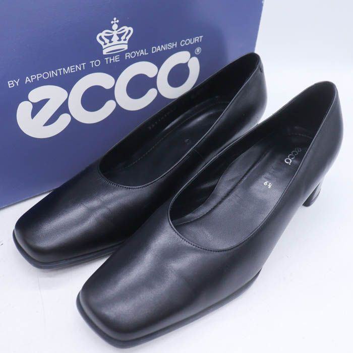 エコー パンプス スクエアトゥ シューズ フォーマル ブランド 靴 黒 レディース 6. ブラック ECCO