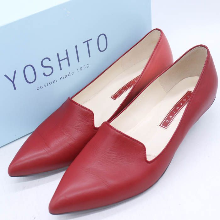 ヨシト パンプス ポインテッドトゥ 本革 レザー ブランド 靴 赤