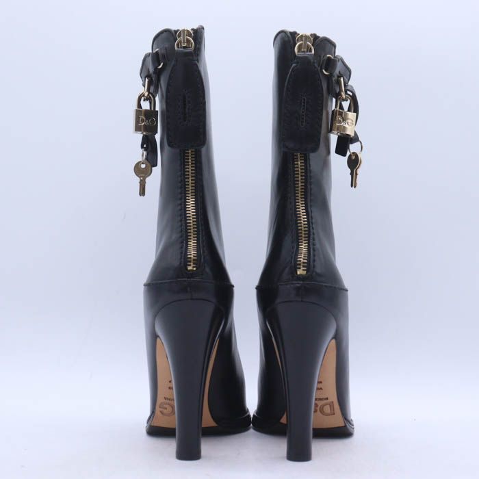 ドルチェアンドガッバーナ ショートブーツ 本革 レザー 南京錠