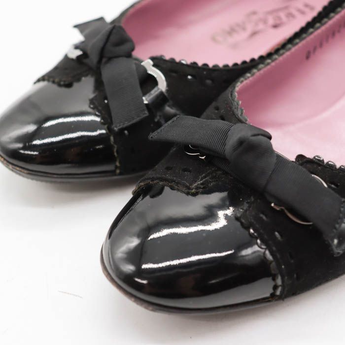 サルヴァトーレフェラガモ バレエシューズ リボン フラットシューズ パンプス 靴 レディース ブラック Salvatore Ferragamo