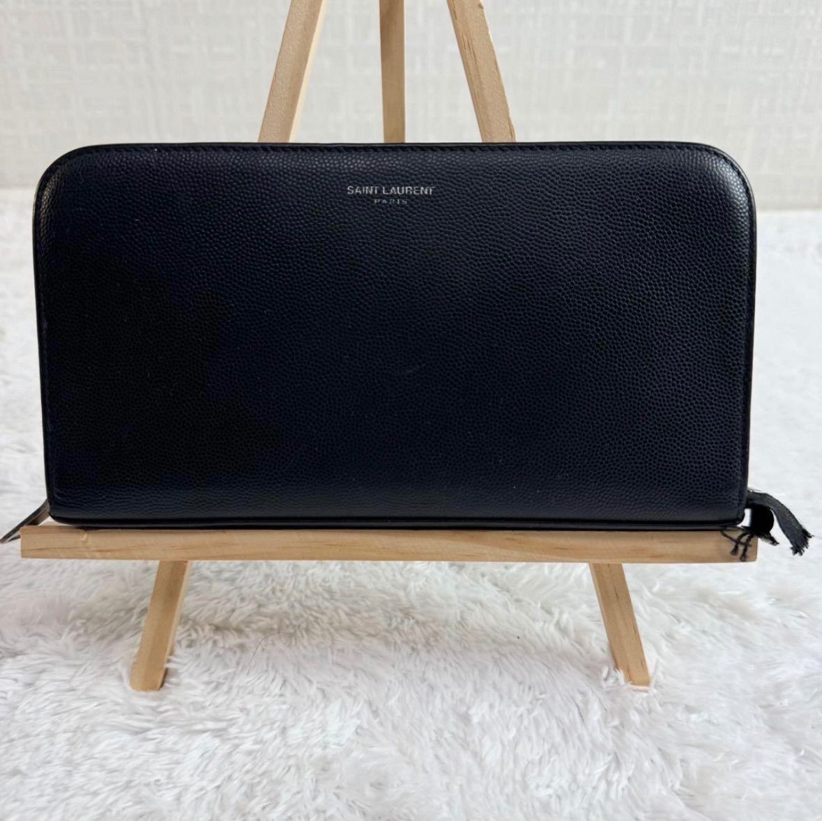 サンローラン SAINT LAURENT クラシック サンローラン フルジップウォレット ラウンドファスナー 長財布 ロングウォレット グレインレザー メンズ 黒 ブラック