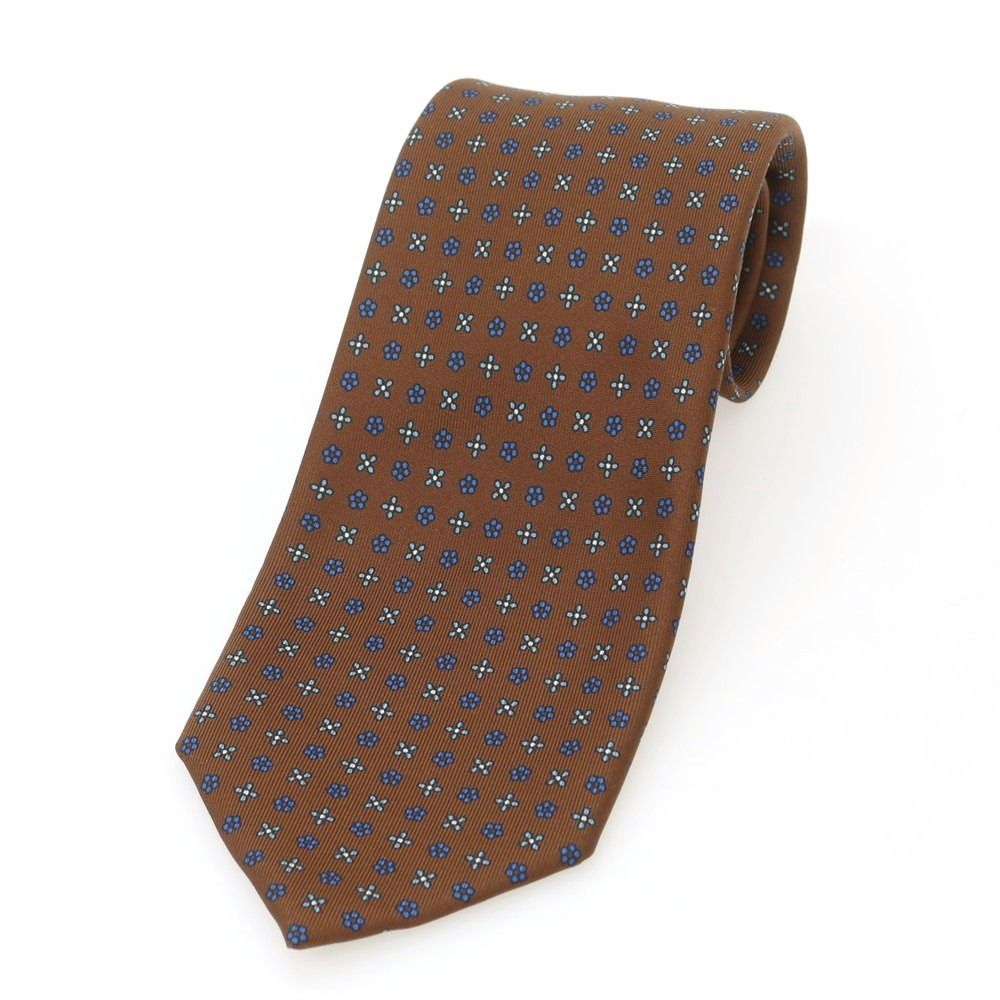 中古】マリネッラ E.MARINELLA シルク クワトロピエゲ 小紋柄ネクタイ