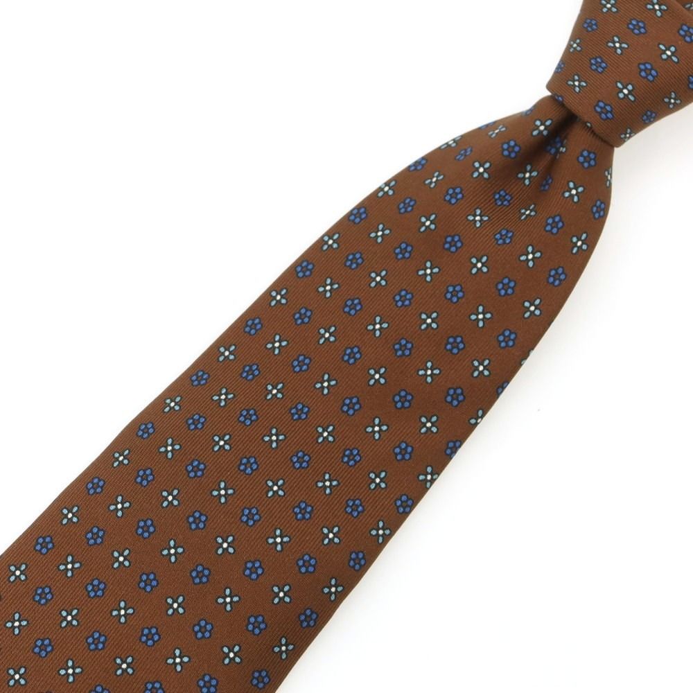 中古】マリネッラ E.MARINELLA シルク クワトロピエゲ 小紋柄ネクタイ