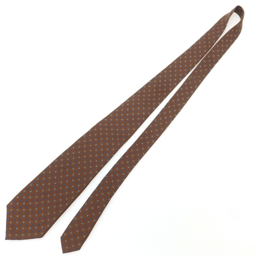 E.Marinellaブラウン 小紋ネクタイ マリネッラ 東京ミッドタウン ／ ネクタイ 】7㎝幅のナローワイズ小紋