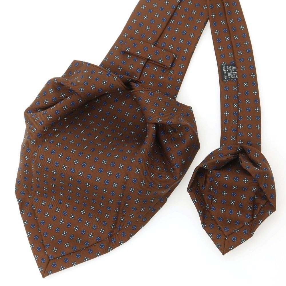 中古】マリネッラ E.MARINELLA シルク クワトロピエゲ 小紋柄ネクタイ