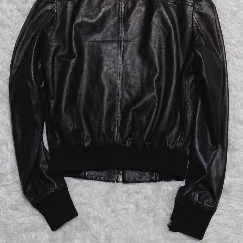 theory セオリー シングルライダースジャケット ラムレザー リブ