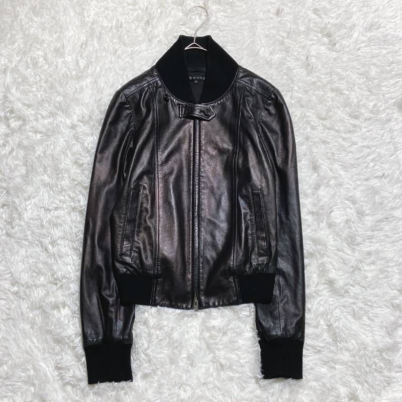theory セオリー シングルライダースジャケット ラムレザー リブ