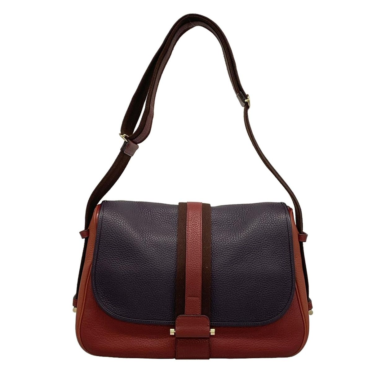 HERMES エルメス ショルダーバッグ ブールラング ダークパープル レッド オレンジ ゴールド金具