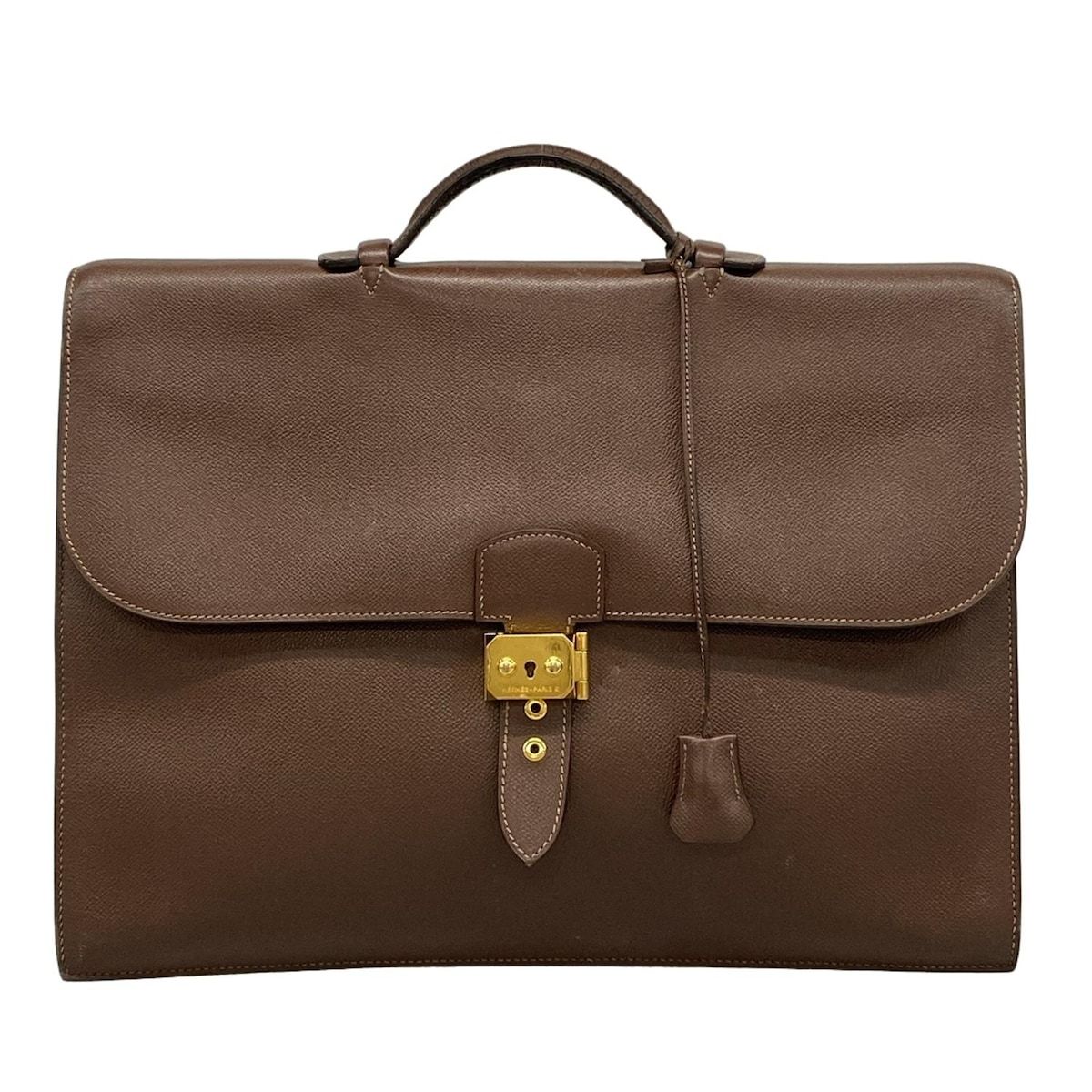 HERMES エルメス ビジネスバッグ サックアデペッシュ41 ダークブラウン ゴールド金具