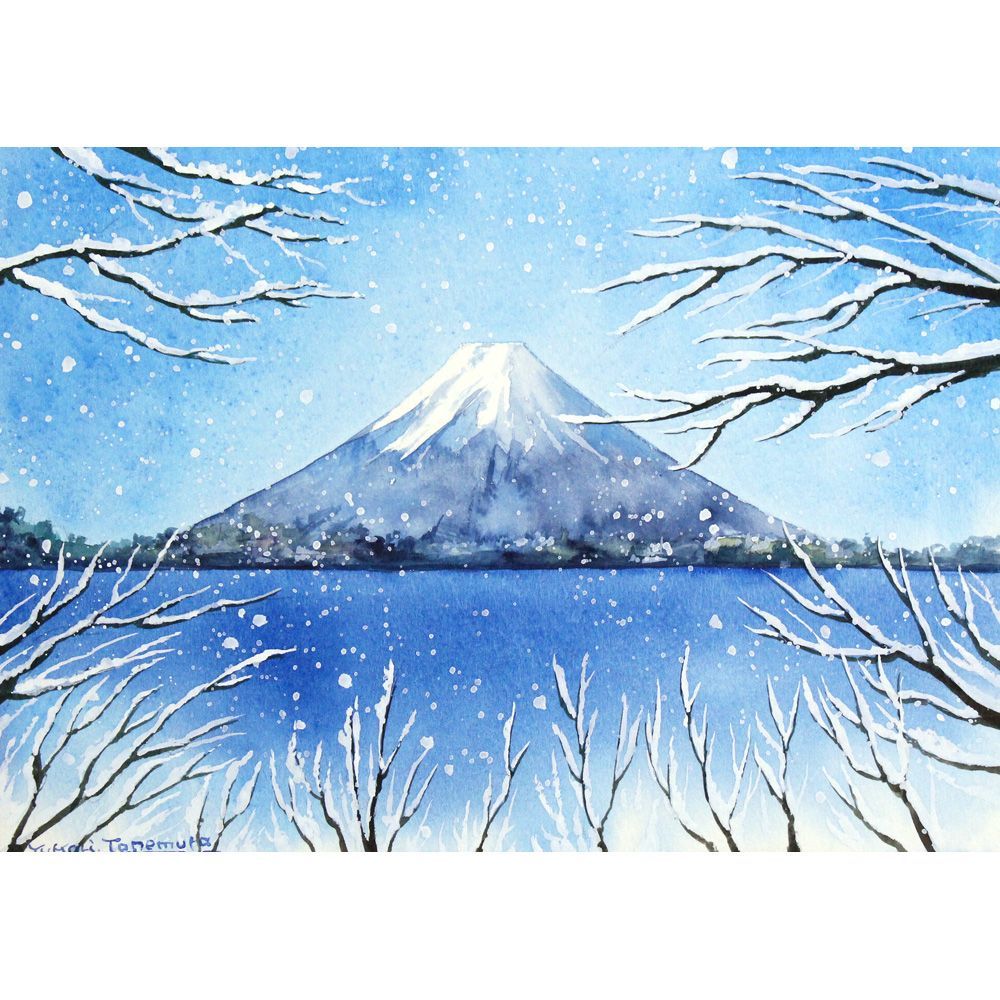 原画）冬の富士山【SMサイズ／水彩画／#2829】 - メルカリ