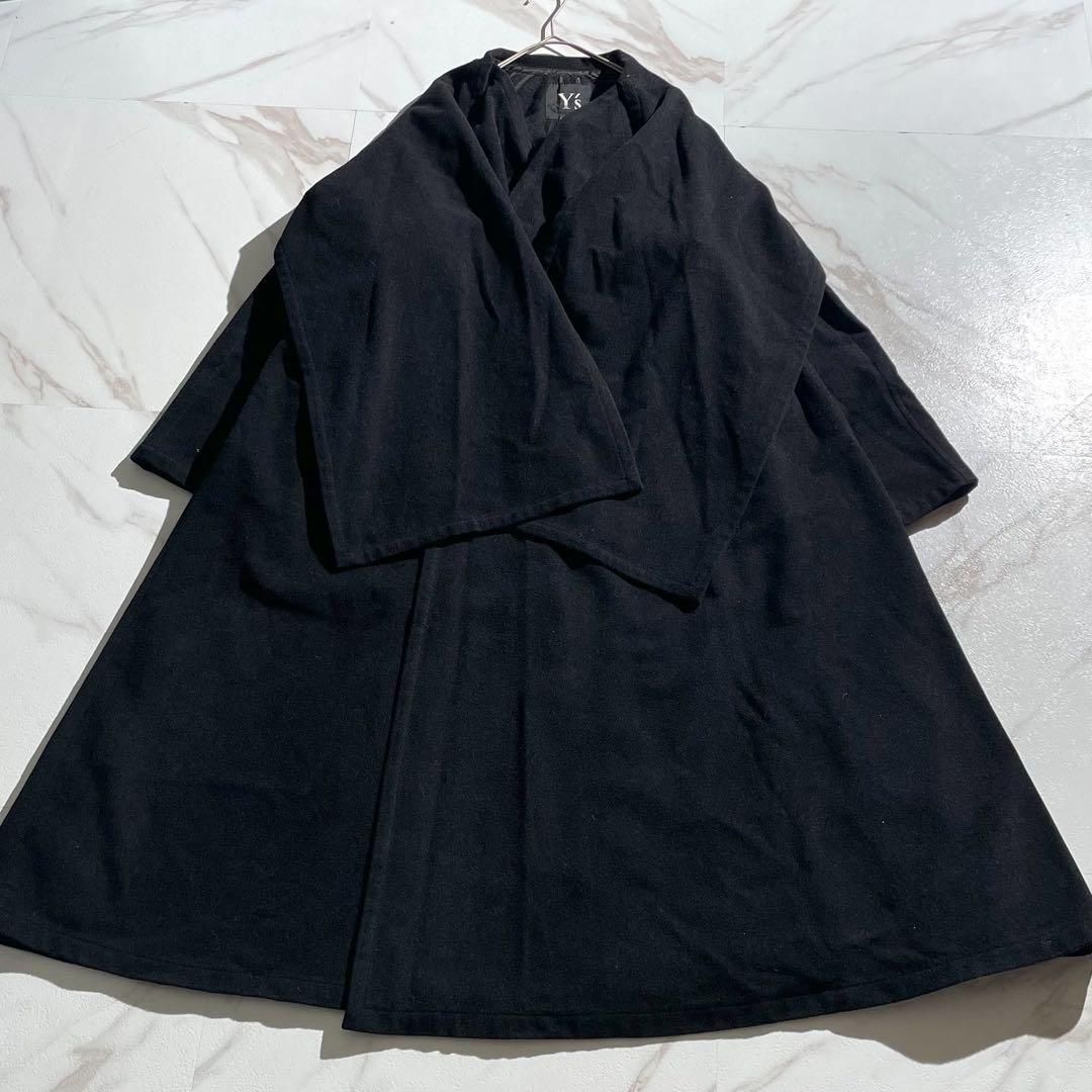 Y's Long Coat w/Stole Wool Black L 極美品 ワイズ Yohji Yamamoto