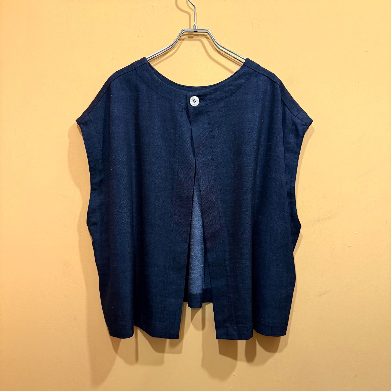 BEARDSLEY 前後2way ビアズリー ショートベスト ツイル デニム インディゴブルー ネイビー フリーサイズ BEZ1041304A0010 み