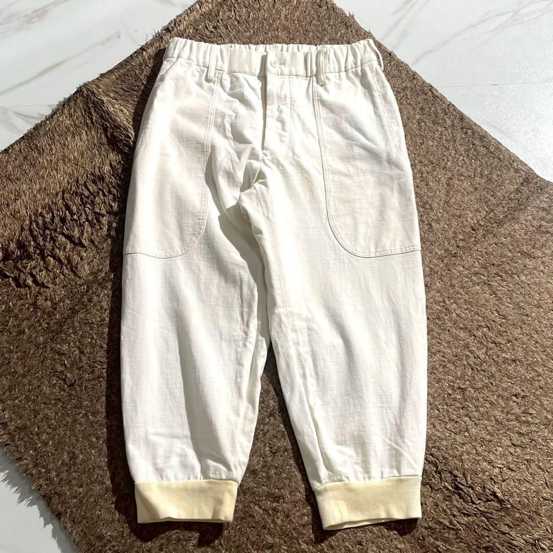 Yohji Yamamoto POUR HOMME ヨウジヤマモトプールオム イージーパンツ リブパンツ コットン ホワイト 白 2サイズ Mサイズ相当 メンズ