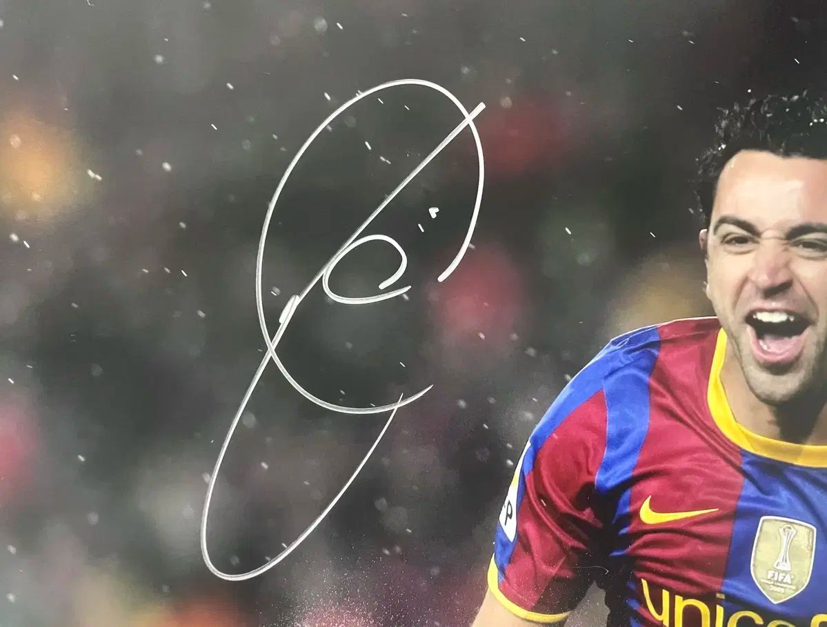 EM認証 サビ エルナンデス サイン入り バルセロナ 写真 フォト PHOTO