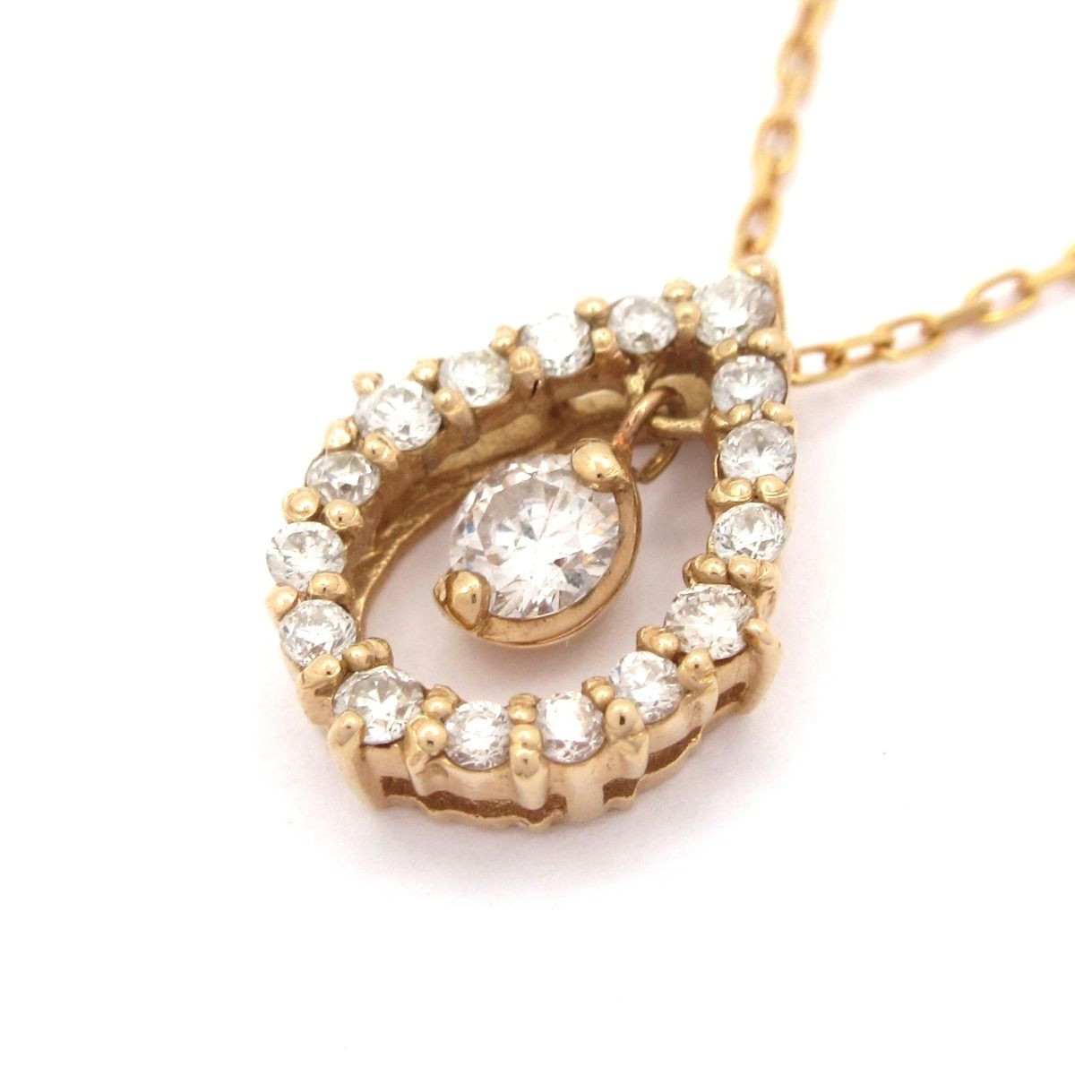 Unbranded ノーブランド ネックレス K 18 PG×ダイヤモンド 総重量 1.7 g 0.23刻印