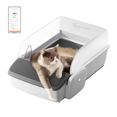 業界初 MagicScoop M1 Pro 猫 トイレ 自動 全自動クリーニング&スマホAPP連携 赤外線二重センサー搭載 挟み込み防止&静音設計 360°広々オープントップ 多頭飼い 大型猫対応 強力脱臭ユニット対応 猫砂&ゴミ袋 37d644c5