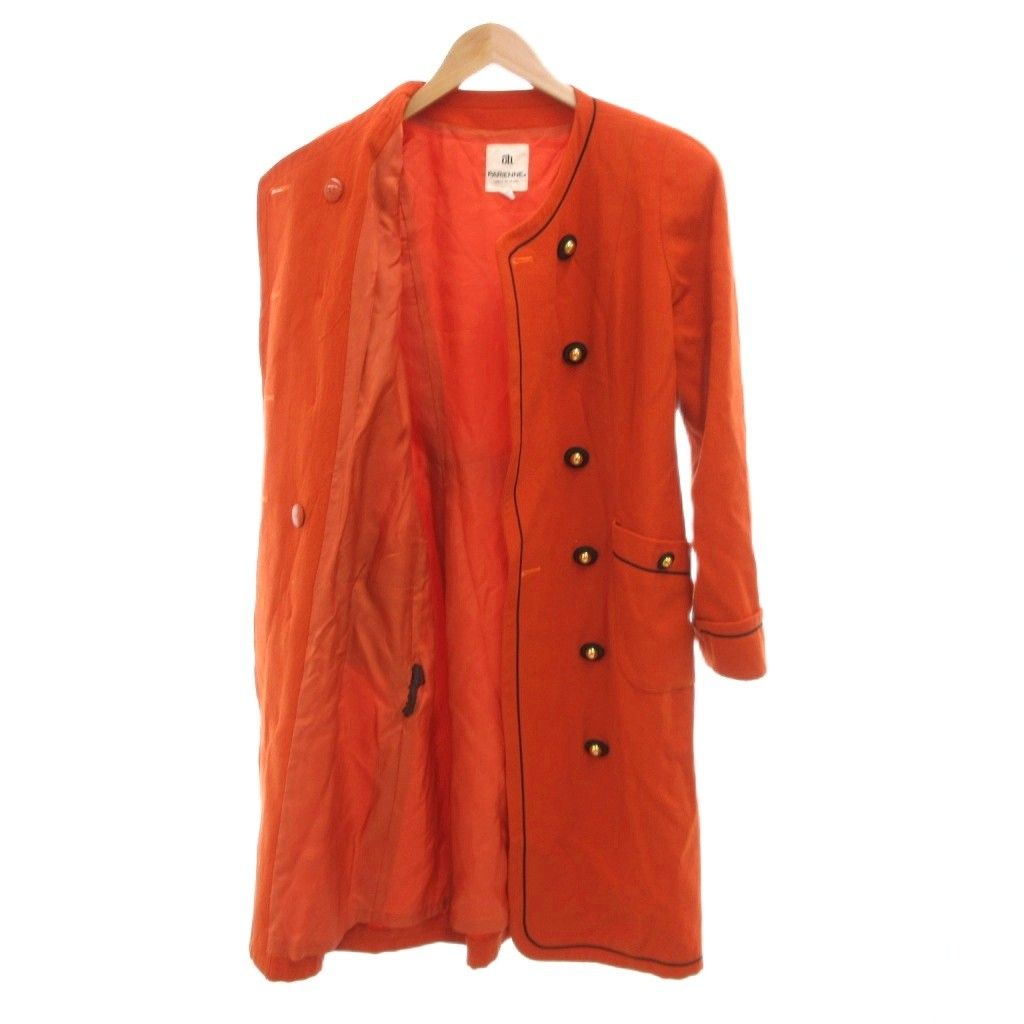 パリエンヌ PARIENNE ノーカラーコート ダブル ウール 9 オレンジ