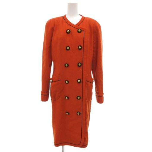 パリエンヌ PARIENNE ノーカラーコート ダブル ウール 9 オレンジ