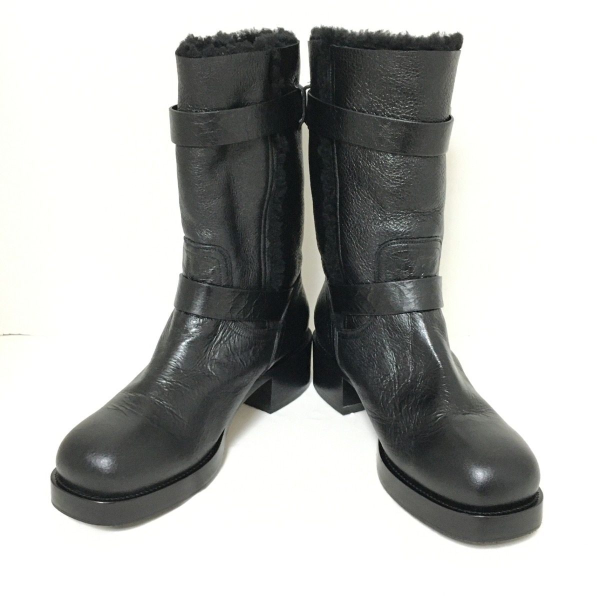 ディオール クリスチャンディオール ショートブーツ 37 1 2 D レディース - 黒 DIOR J ADIOR DIORIDER アウトソール張替済 レザー ムートン