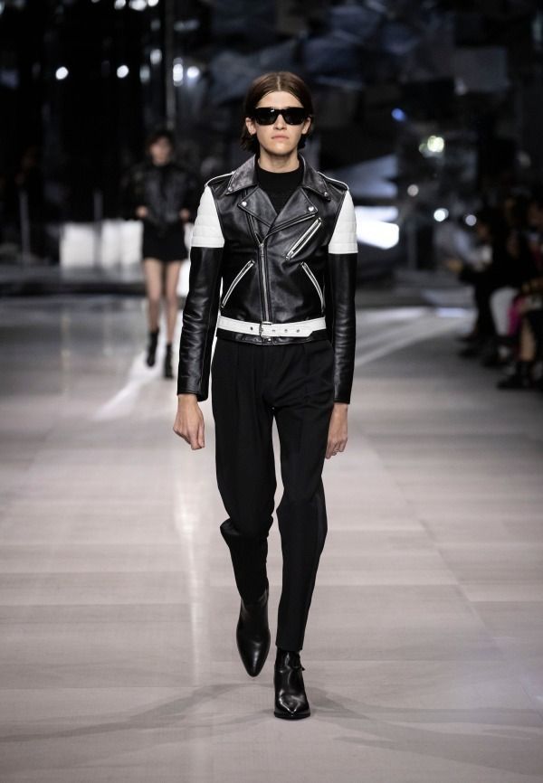 セリーヌ  19SS  2E118599E バイカラーダブルライダースレザージャケット メンズ 50 美品 正規 19SS CELINE セリーヌ クラシック バイカー ジャケット