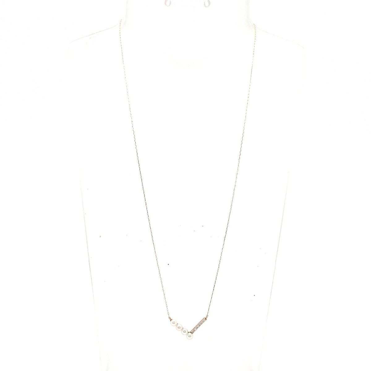 Unbranded ノーブランド ネックレス K 18 PG×ダイヤモンド×白 総重量 1.4 g 0.10刻印