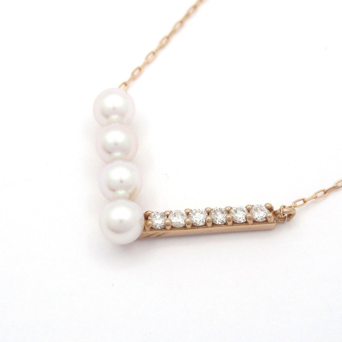 Unbranded ノーブランド ネックレス K18PG×ダイヤモンド×白 総重量 1.4g 0.10刻印