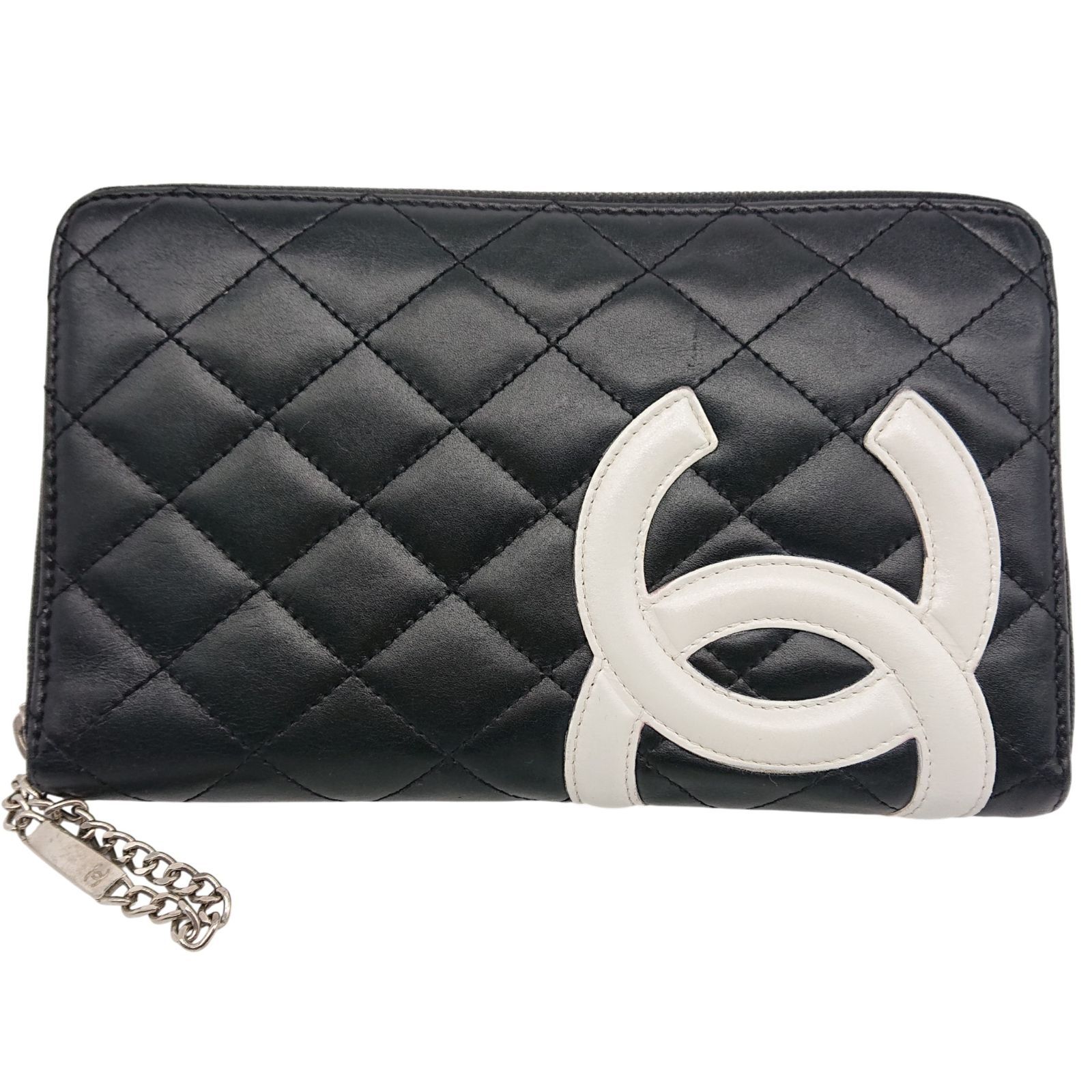 CHANEL シャネル 長財布 カンボンライン ラウンドジップ ブラック x