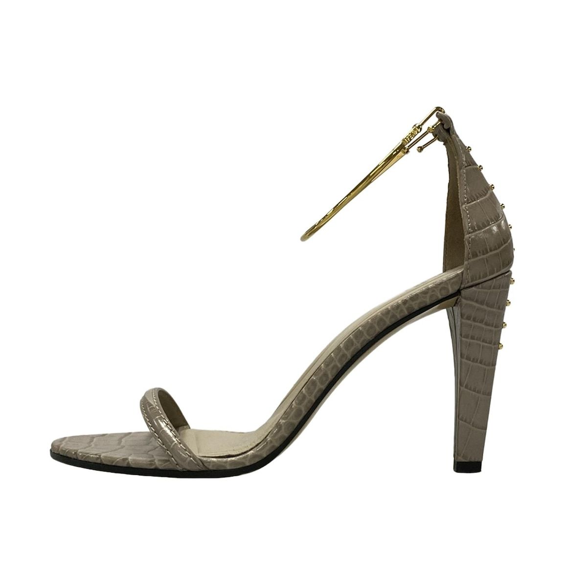 FENDI フェンディ サンダル 37 レディース ベージュ×ゴールド 春 レザー