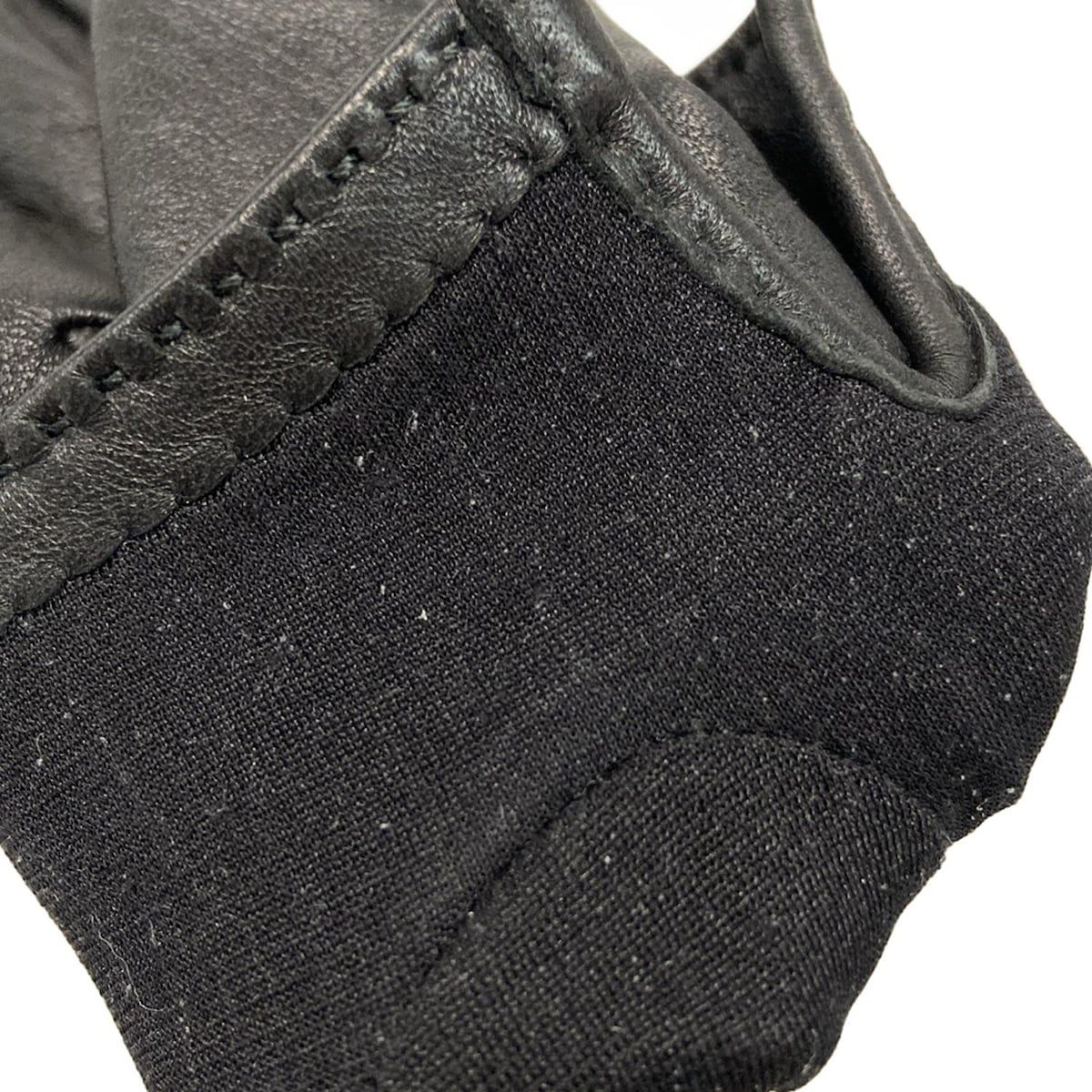  HERMES エルメス 手袋 7 1 2 レディース 黒 シルバー金具 ケリーチャーム ラムスキン 手袋 アームカバー 小物