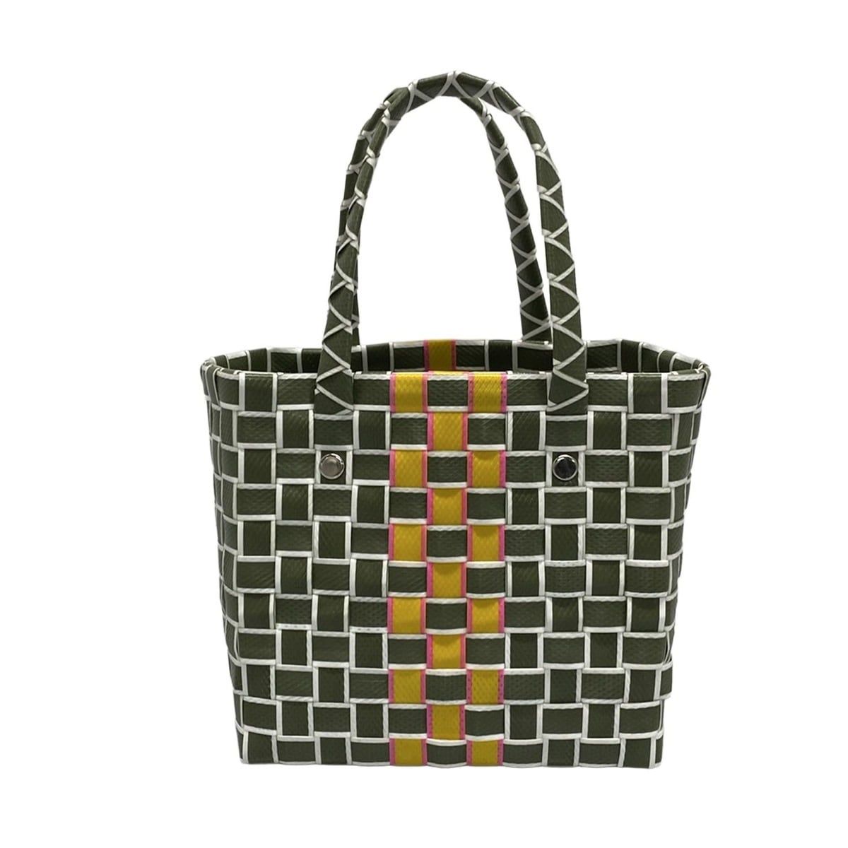 MARNI(マルニ) ハンドバッグ美品 - カーキ×白×マルチ ミニバッグ/かご