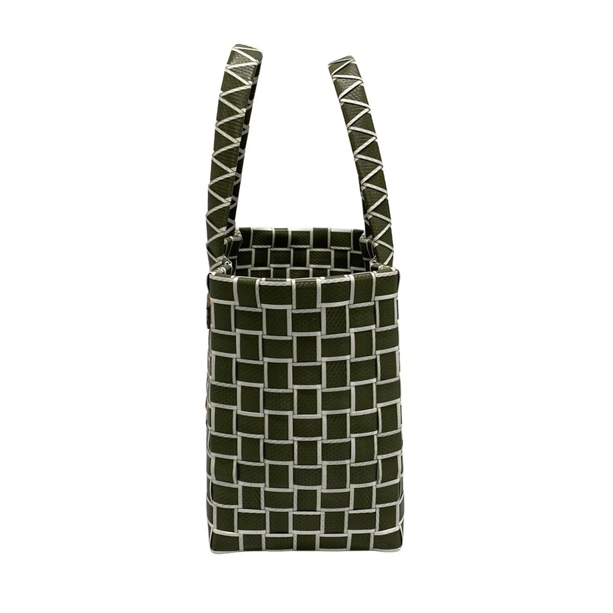 MARNI マルニ ハンドバッグ - カーキ×白×マルチ ミニバッグ かごバッグ 編み込み
