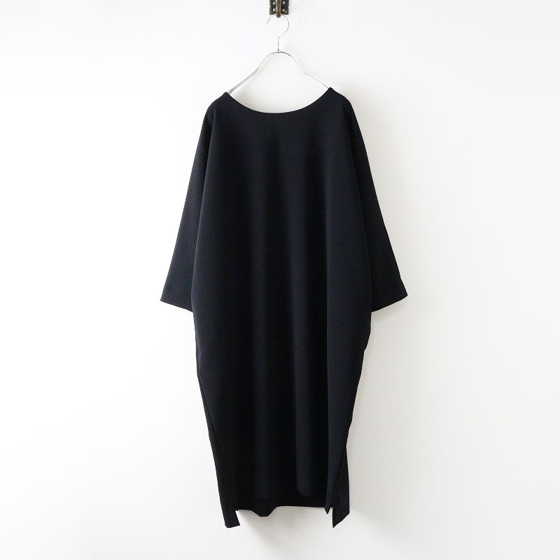 定価2 4万 トラバイユマニュアル TRAVAIL MANUEL ダブルクロス コクーン スリット ワンピース M ブラック┃