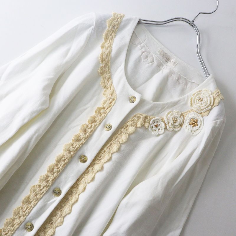 さえら ANLICO アンリコ トップス さえら アンリコ ANLICO フラワーモチーフレース使い コットンノー