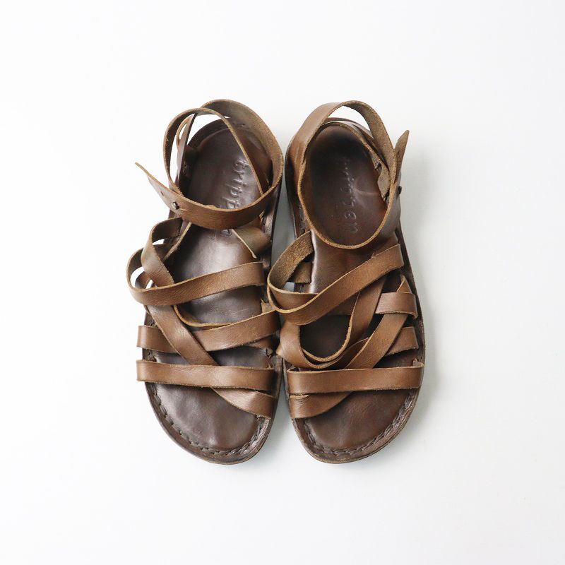 難あり トリッペン trippen レザーアンクルストラップ クロスフラット