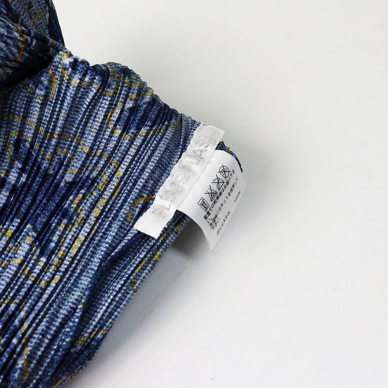  プリーツプリーズ PLEATS PLEASE ISSEY MIYAKE デニム転写 ノースリーブ チュニック 4｜ブルー チュニック トップス