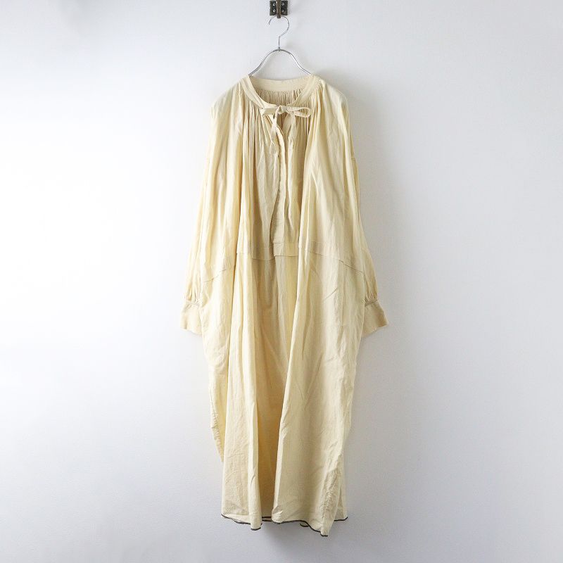メゾンドソイル maison de soil コットンギャザーワンピース 2 アイボリー ドレス フ ワイド リボン 2400014679748