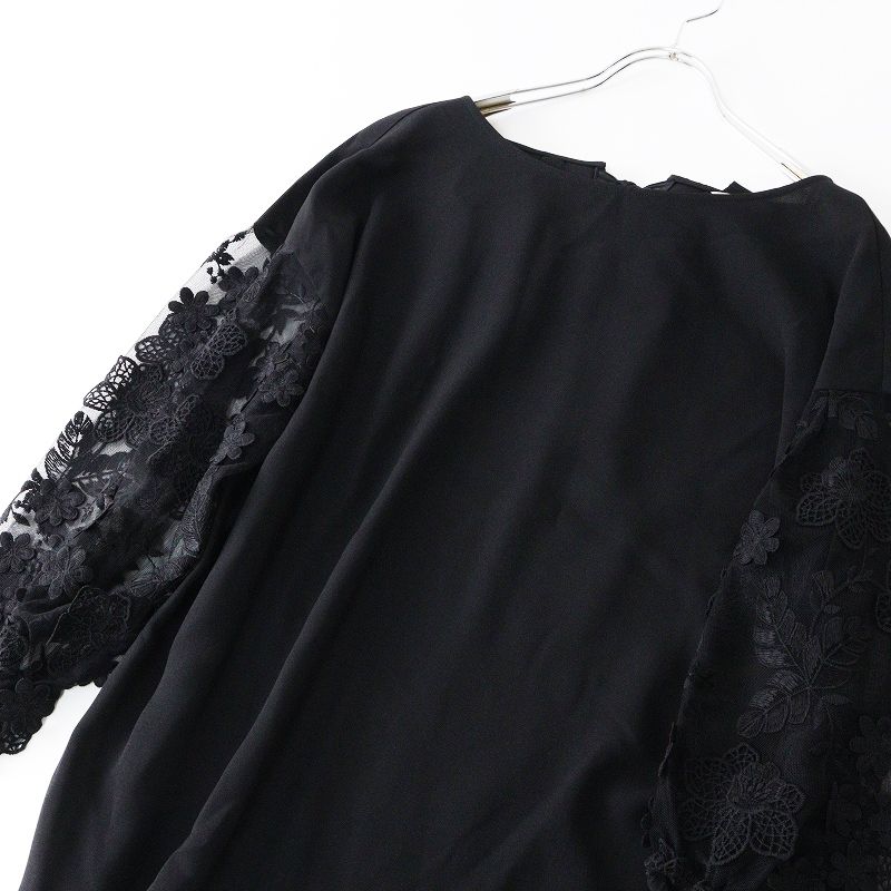 ローズティアラ　ティアードブラウス　ブラックサイズ42 Rose Tiara チュニック ローズカラーティアード切替ロングブラウス