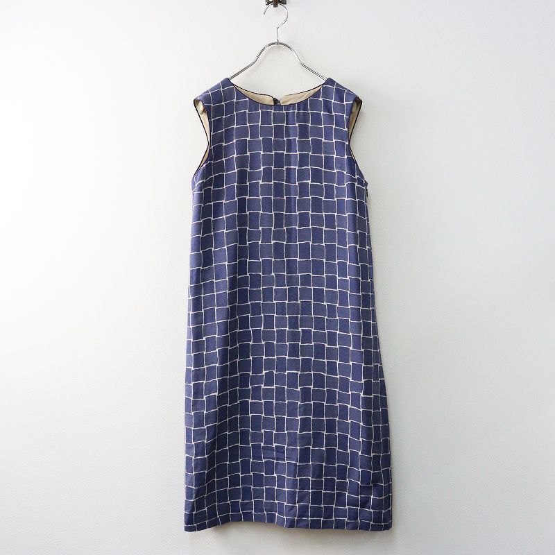 ミナペルホネン mina perhonen basket ノースリーブ ワンピース 1|ブルー トップス ドレス チェック レンガ 2400014684995