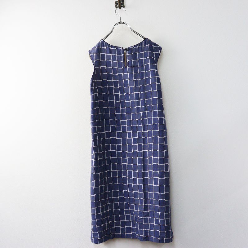 ミナペルホネン mina perhonen basket ノースリーブ ワンピース 1|ブルー トップス ドレス チェック レンガ 2400014684995
