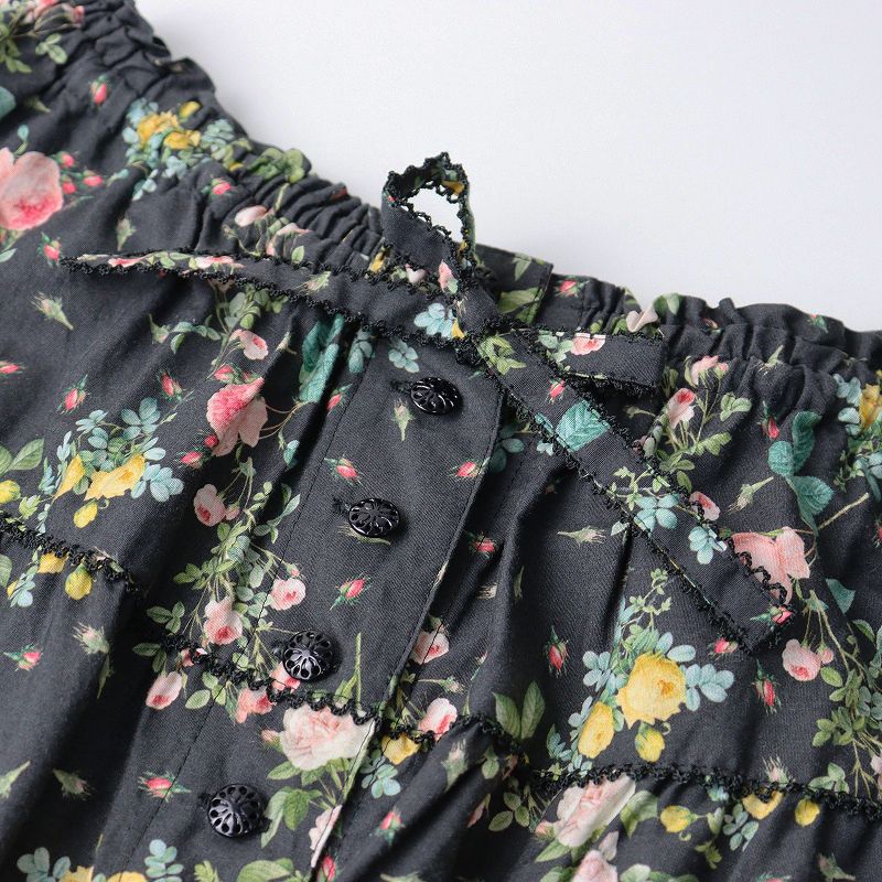 新品タグ付き ピンクハウス ルドゥーテ小バラ柄パッチワークスカート セール】 ピンクハウスパーラ―プリントパッチワークスカート （ロング