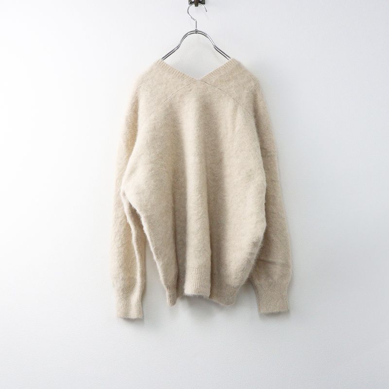 定価2.6万 ウィムガゼット Whim Gazette ウールカシミヤ シャギーニットプルオーバー F ベージュ┃ファータッチ 2400014689754